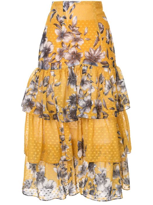 Bambah floral ruffle skirt - Yellow