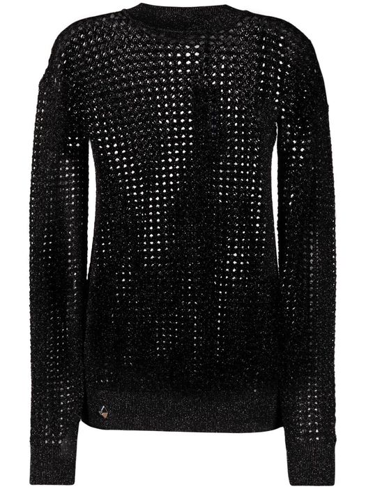 Philipp Plein metallic-threaded mesh jumper - Black