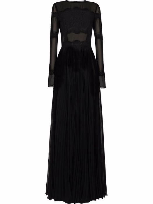 Dolce & Gabbana floral-lace detail long dress - Black