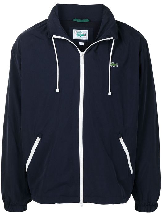 Lacoste logo-patch zip-up hoodie - Blue