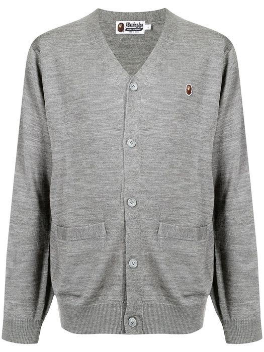 A BATHING APE® Ape patch knitted cardigan - Grey