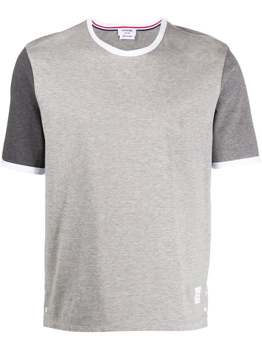 Thom Browne tonal short-sleeve cotton ringer T-shirt - Grey