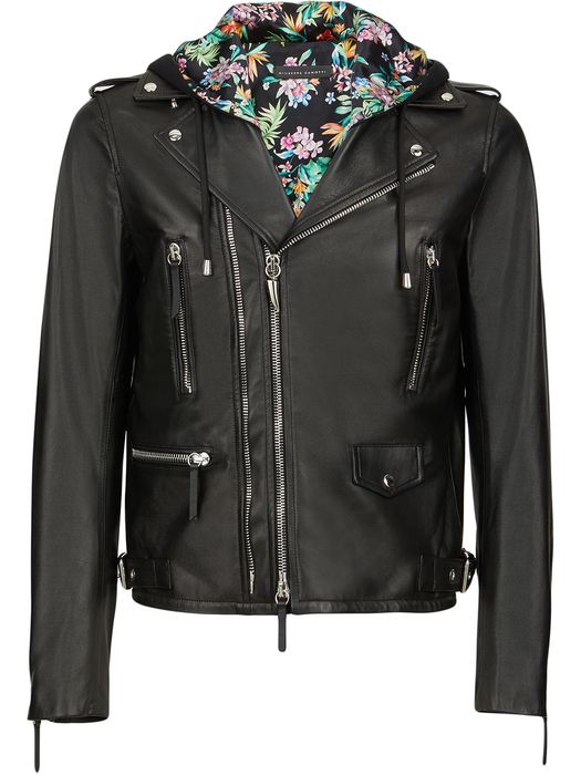 Giuseppe Zanotti floral-lining biker jacket - Black