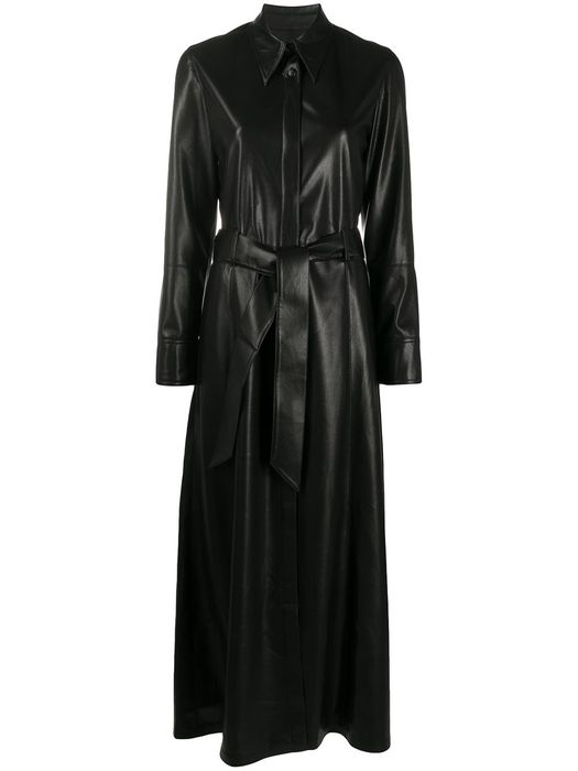 Nanushka faux long belted dress - Black