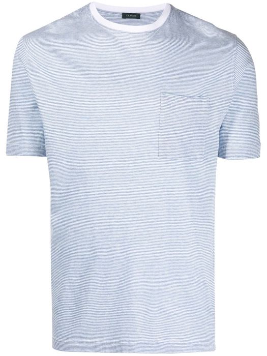 Zanone chest-pocket striped T-shirt - Blue
