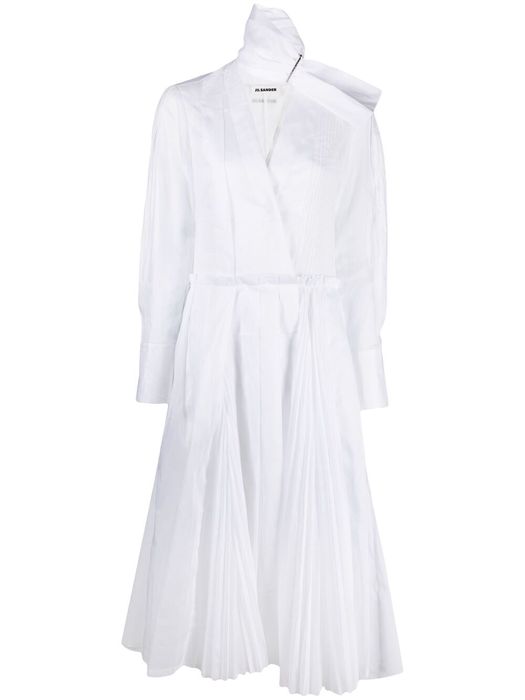 Jil Sander pleat-detail midi dress - White