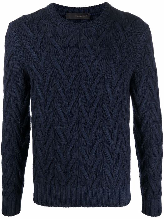 Tagliatore zig-zag knit virgin wool jumper - Blue