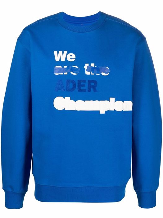 Ader Error logo-print crew neck jumper - Blue