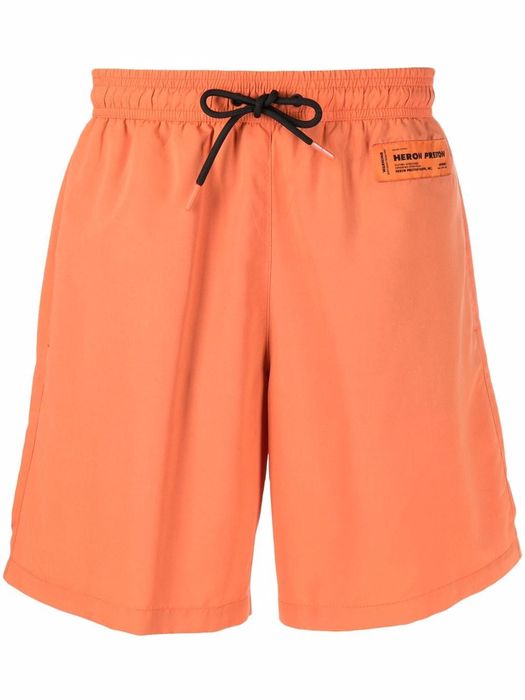 Heron Preston logo-patch swim shorts - Orange