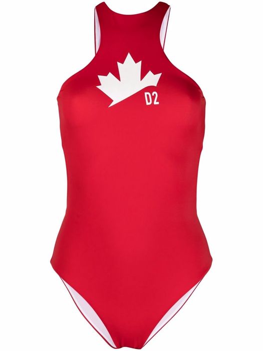 Dsquared2 halterneck maple-leaf print swimsuit