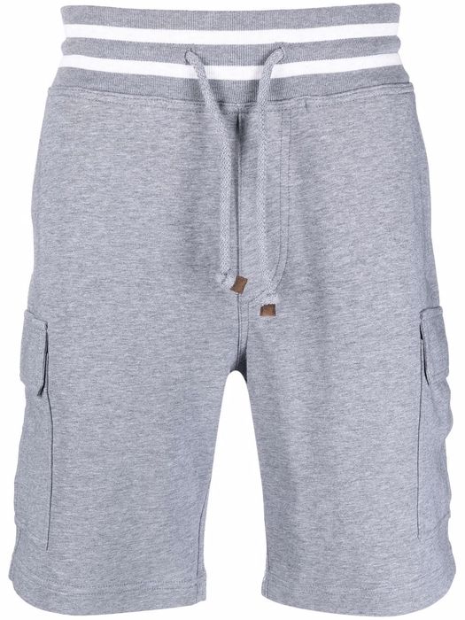 Brunello Cucinelli striped-waist cargo shorts - Grey