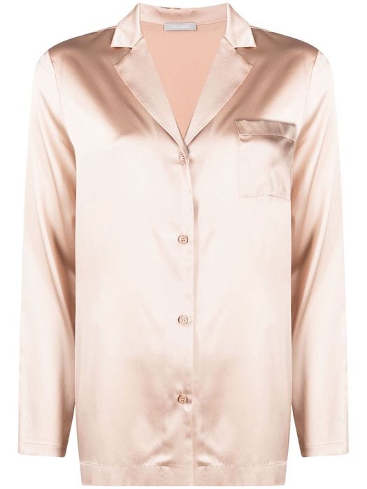 12 STOREEZ camp collar silk-blend shirt - Pink