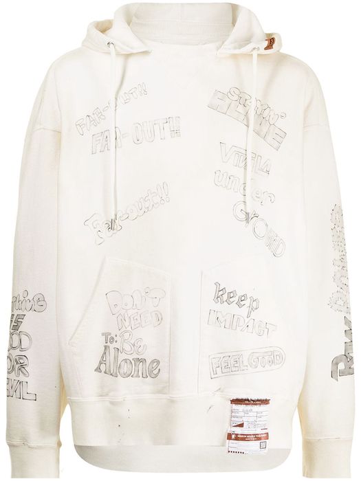 Maison Mihara Yasuhiro text-print cotton hoodie - White
