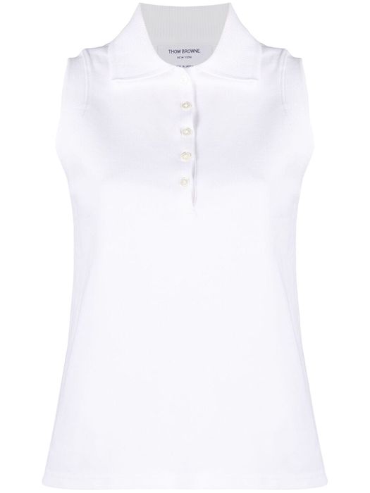 Thom Browne sleeveless polo shirt - White