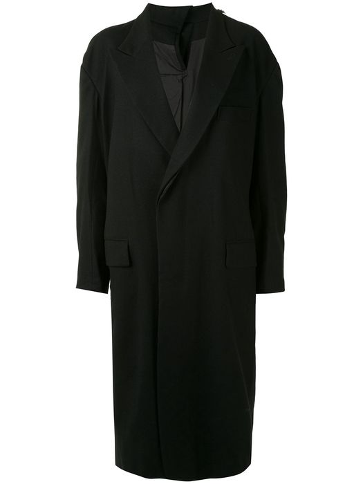 Y's asymmetric wool panel coat - Black