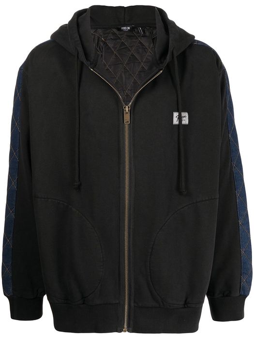 FIVE CM logo-patch zip-up hoodie - Black