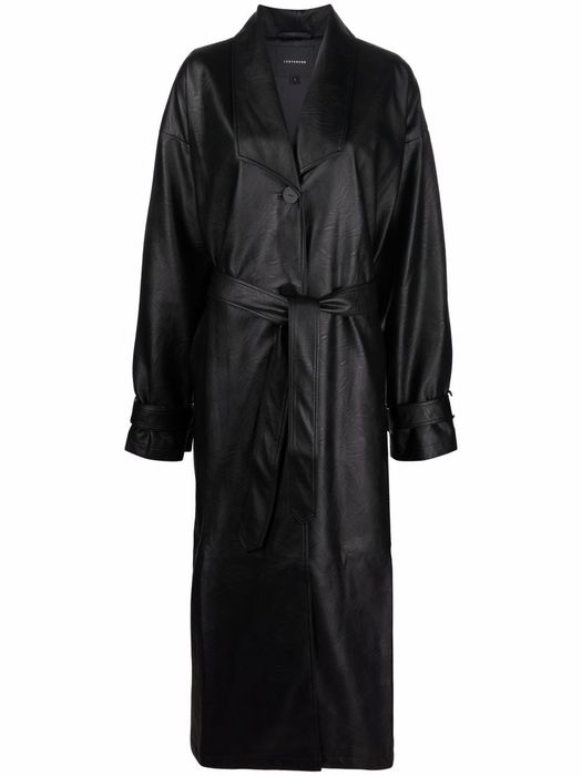 Lesyanebo faux-leather trench coat - Black