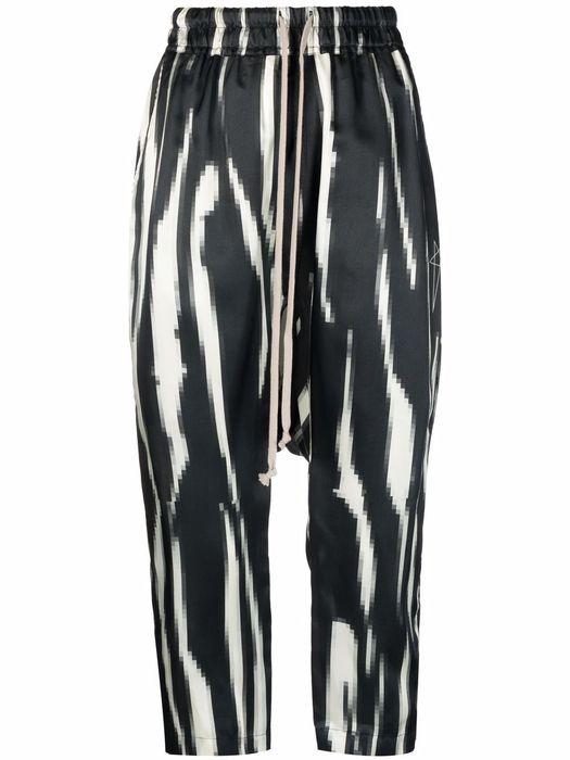 Rick Owens zebra-print dropped crotch trousers - Black