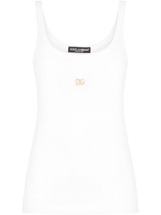 Dolce & Gabbana logo-plaque tank top - W0800 OPTICAL WHITE