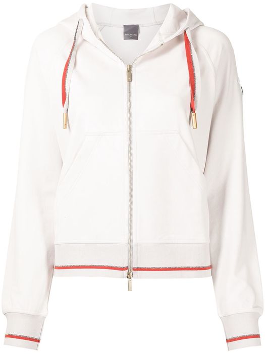 Lorena Antoniazzi stripe-detail zip-up hoodie - White