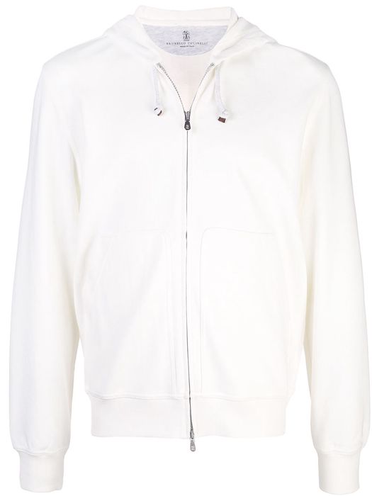 Brunello Cucinelli hooded zip-up jacket - White