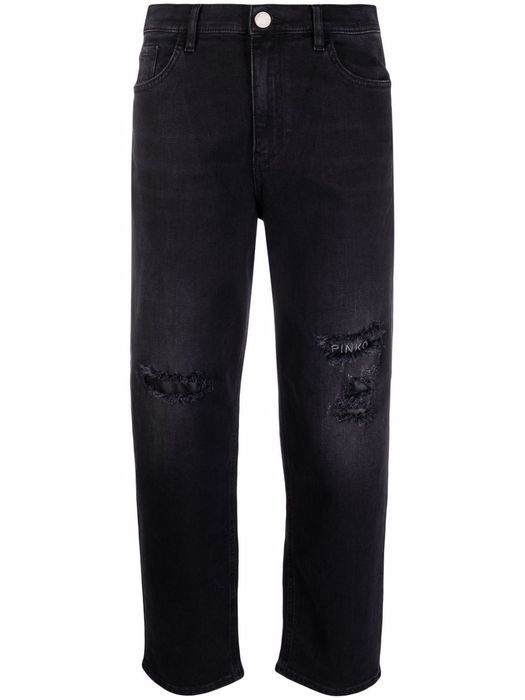 PINKO distressed-effect straight-leg jeans - Black