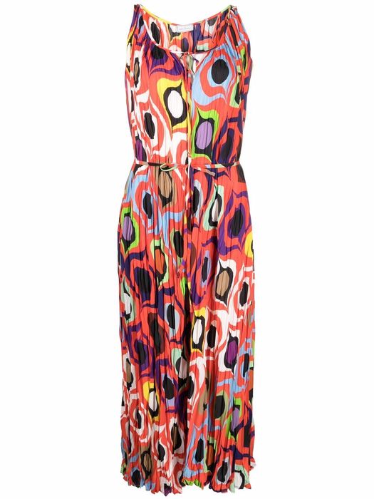 Pierre-Louis Mascia abstract-print pleated dress - Red