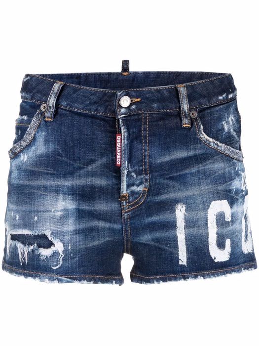 Dsquared2 faded distressed denim shorts - Blue