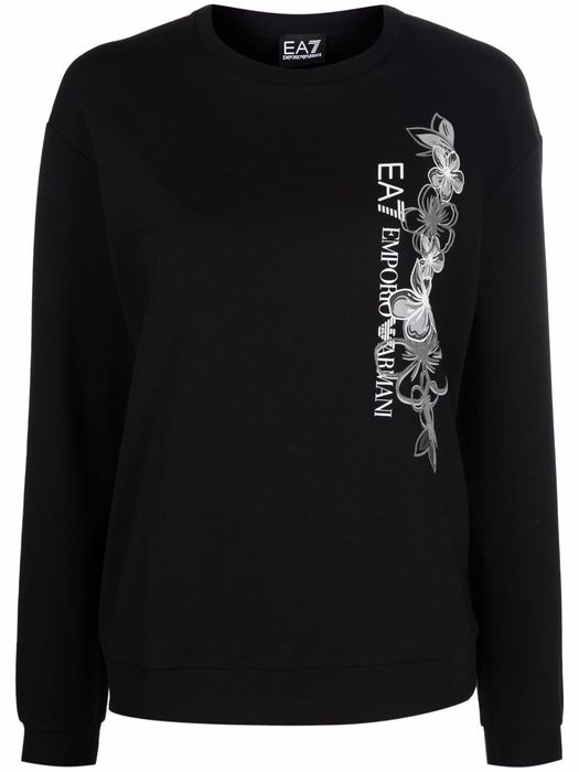 Ea7 Emporio Armani floral-print cotton sweatshirt - Black