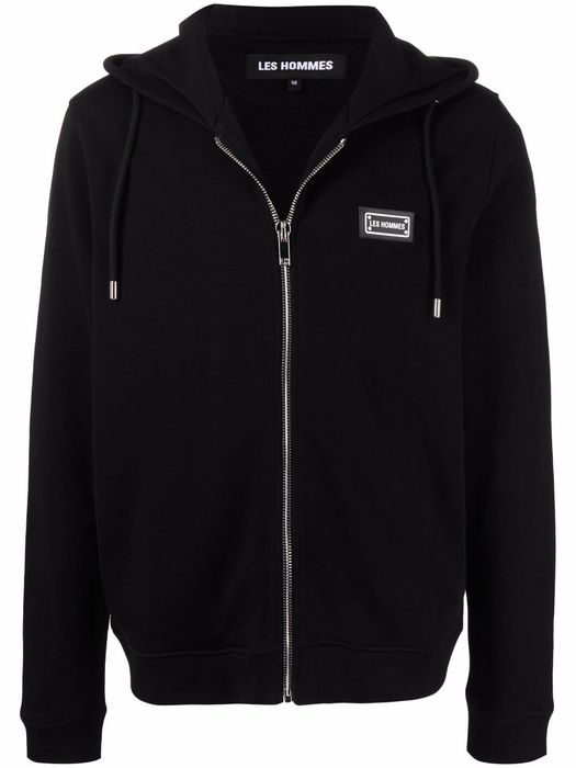 Les Hommes zipped cotton hoodie - Black