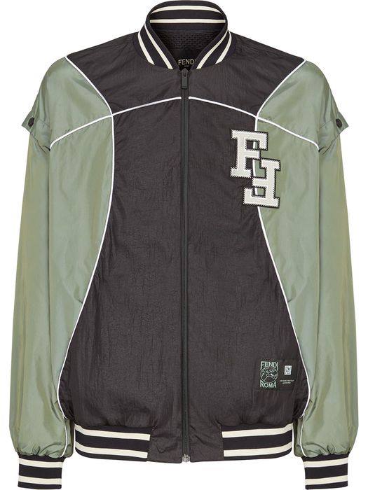 Fendi detachable sleeves FF bomber jacket - Black