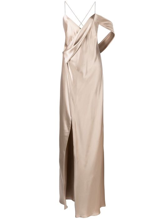 Michelle Mason silk cowl back gown - Neutrals