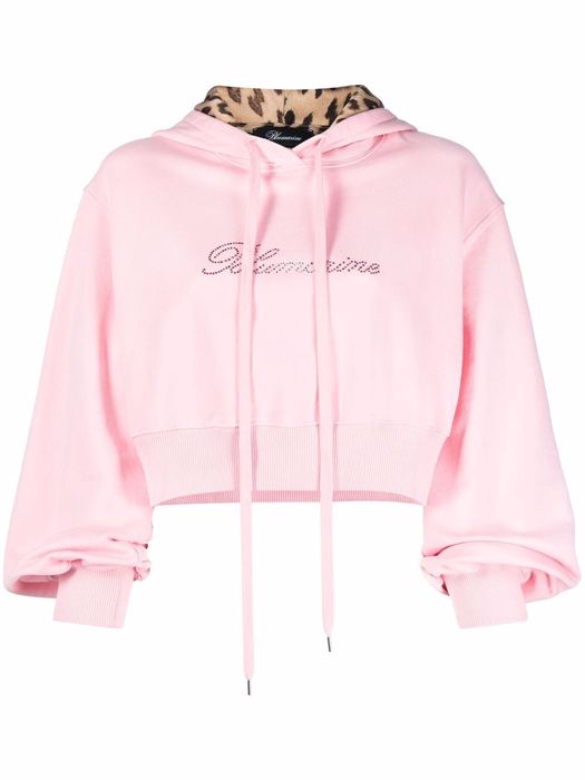 Blumarine embellished logo hoodie - Pink