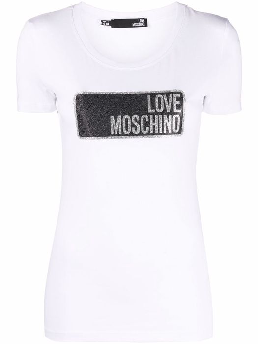 Love Moschino glitter logo-print T-shirt - White