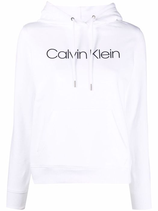 Calvin Klein logo-print cotton hoodie - White