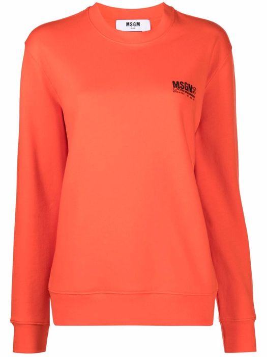 MSGM logo-print cotton sweatshirt - Orange