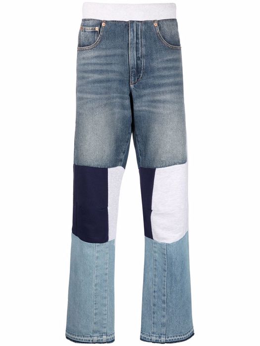Valentino panelled straight-leg jeans - Blue
