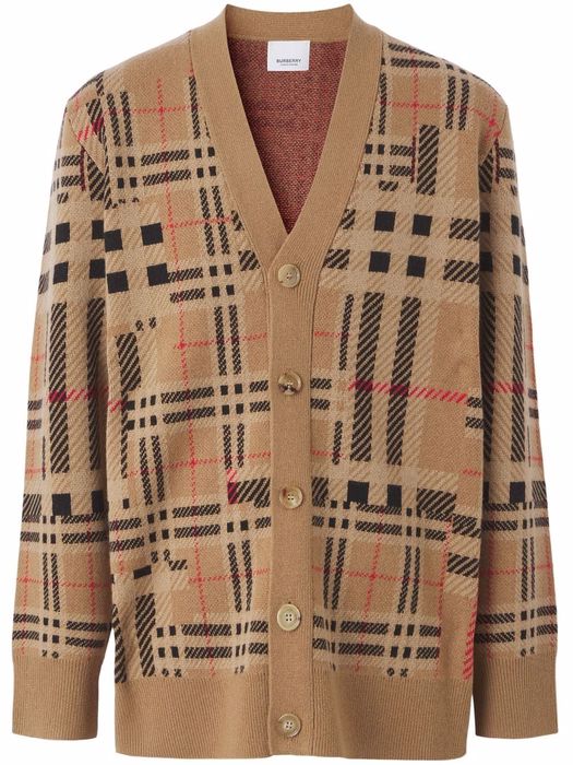 Burberry checked V-neck cardigan - Brown