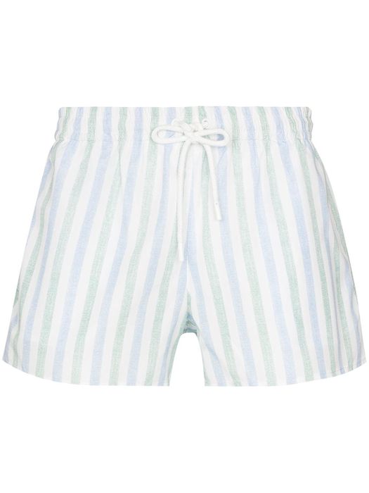 COMMAS striped drawstring swim shorts - White