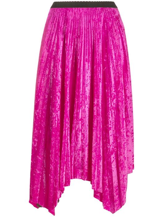 Marine Serre color-block asymmetric pleated skirt - Pink