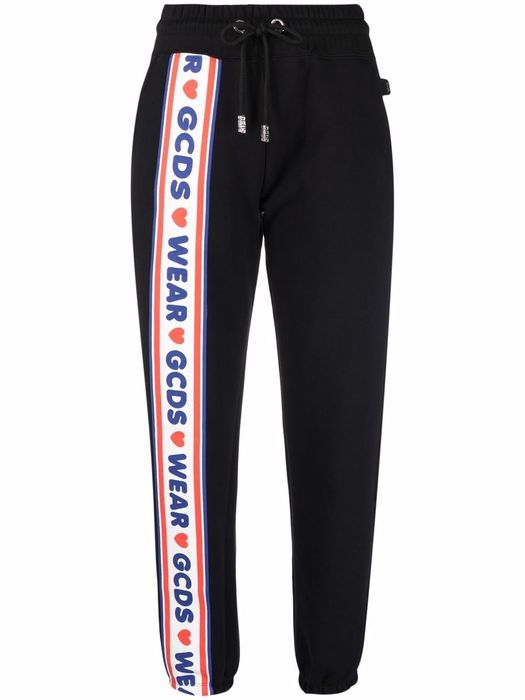 Gcds logo-tape cotton track trousers - Black