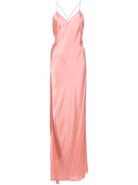 Michelle Mason cross-strap silk wrap gown - Orange