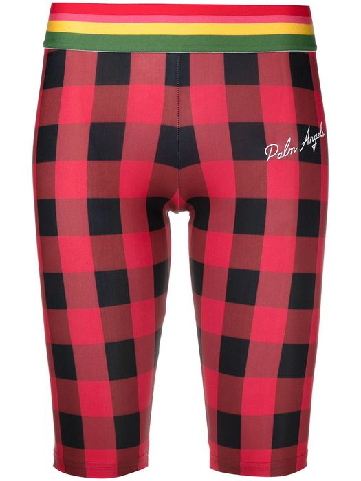 Palm Angels checked cycling shorts - Red