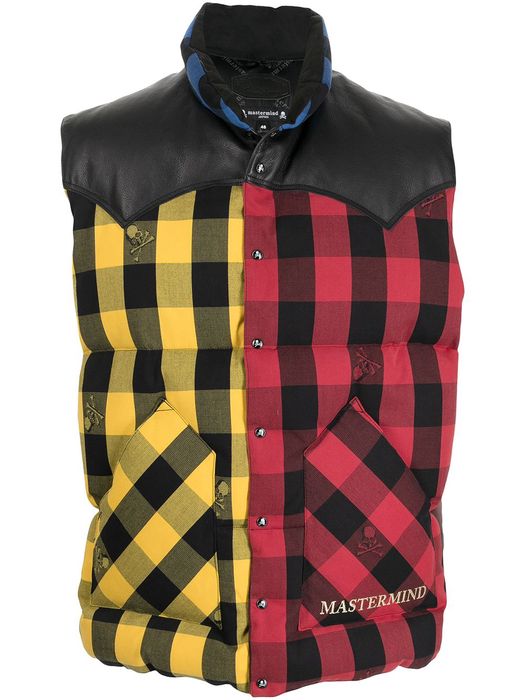 Mastermind Japan check-print padded gillet - Red