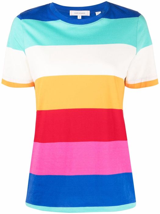 Chinti and Parker dyed rainbow stripe T-shirt - Blue