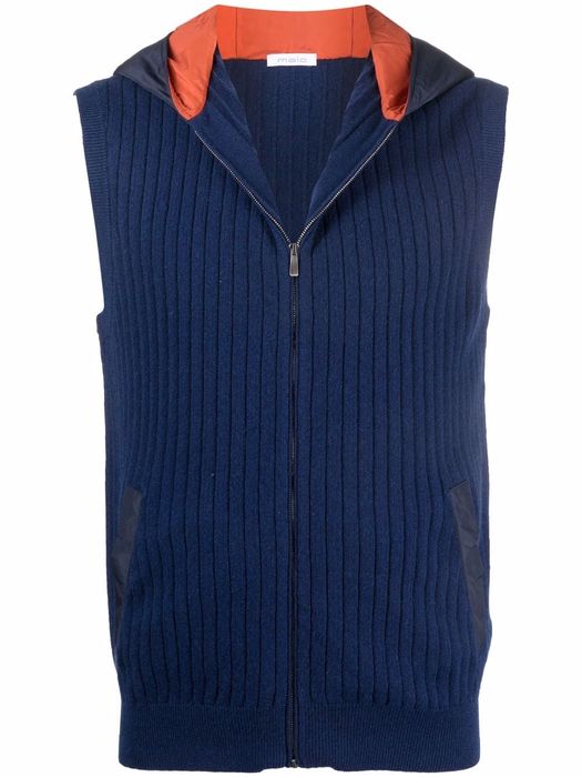 Malo hooded cashmere gilet - Blue