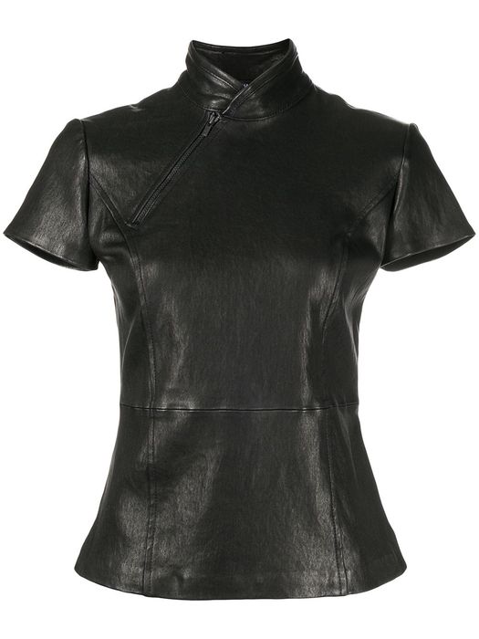 Shanghai Tang Qipao leather top - Black