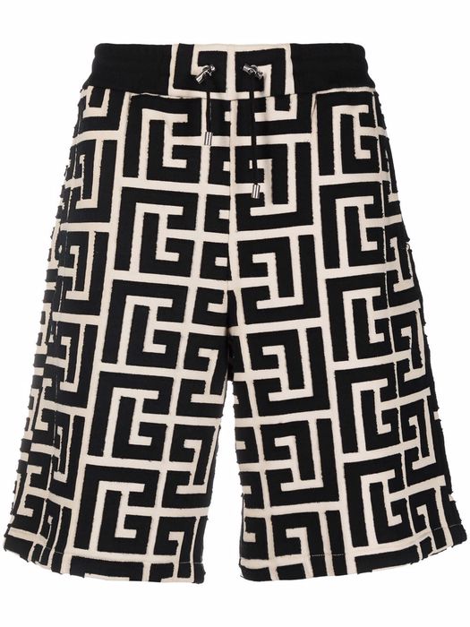 Balmain Maxi monogram-print bermuda shorts - Black