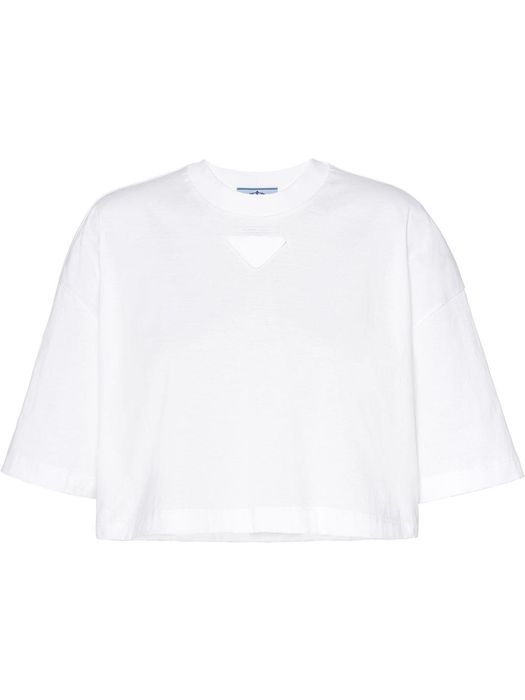 Prada cropped triangle-logo T-shirt - White