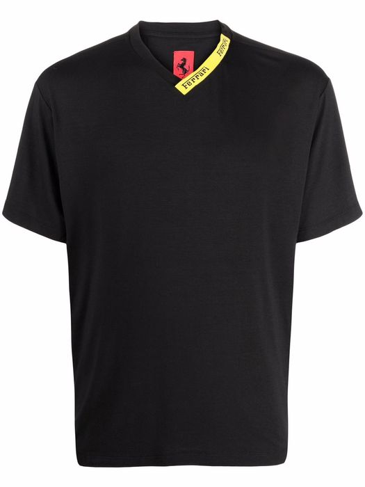 Ferrari logo-tape neckline T-shirt - Black